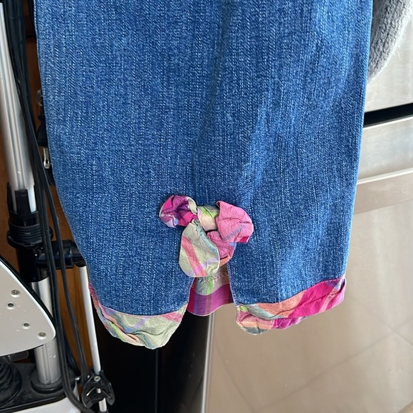 The Denim Tailor Pink Plaid Bows Blue Size 14 - Picture 7 of 8
